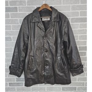 Vintage Pelle Studio Wilson Leather Jacket Men's Large Black Insulated Button‎